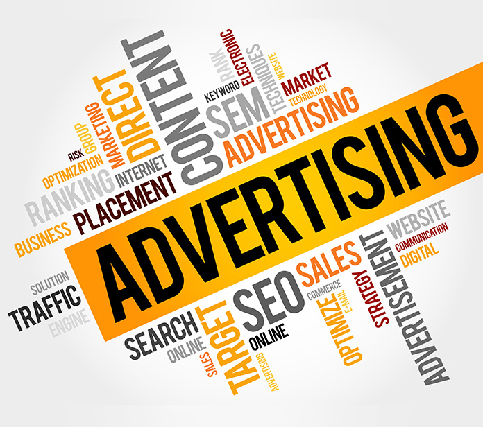 Word cloud featuring key terms related to advertising, marketing, and digital strategy, relevant to the expertise of Greysell, an advertising agency in Navi Mumbai.