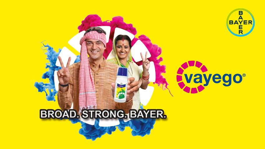 The Bayer Crop Science ad, created by Greysell, highlights the brand's strength and reliability with a bold visual and the tagline 'Broad. Strong. Bayer.'