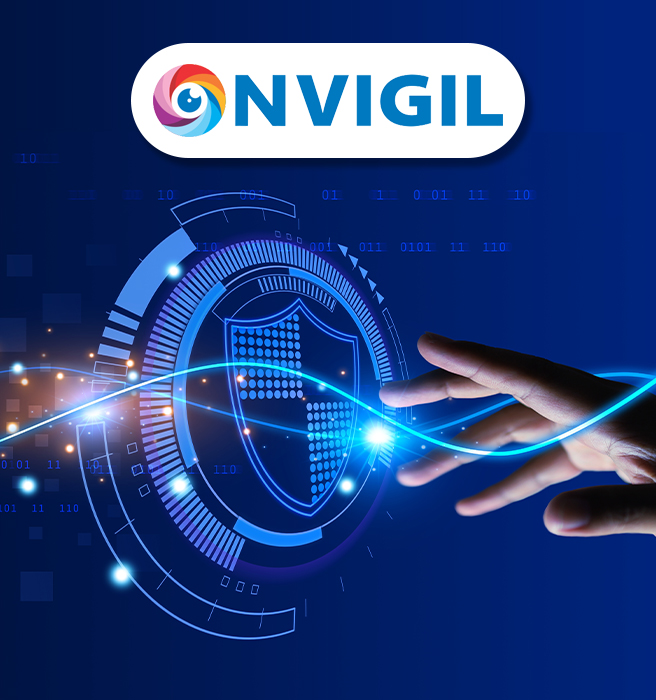 ONVIGIL logo and cyber security graphic, created by Greysell.